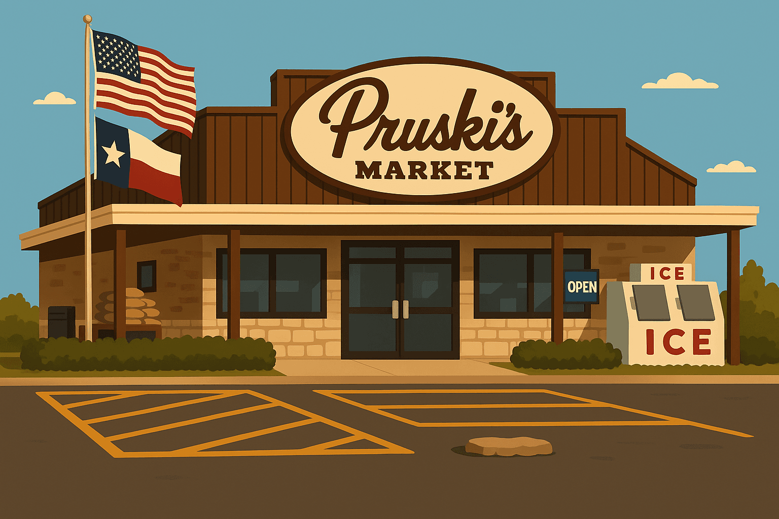 Exterior view of the Pruski's Market butcher shop